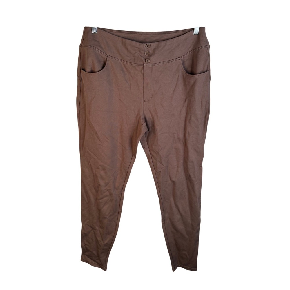 Halara Women's Brown High Waisted Button Detail Pocket Leggings Size XL